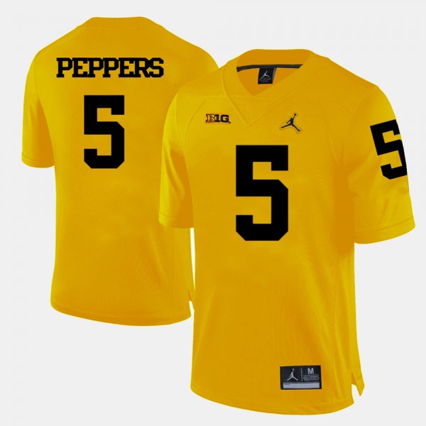 Michigan Wolverines #5 Men's Jabrill Peppers Jersey Yellow NCAA College Football